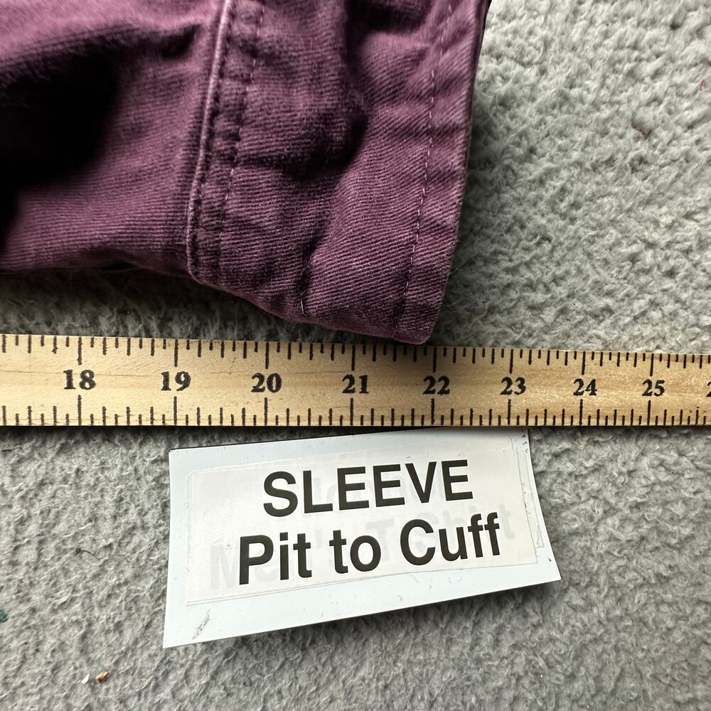 Vintage 90s Eddie Bauer Twill Button Shirt Mens Large Tall LT Purple Long Sleeve - Picture 5 of 8